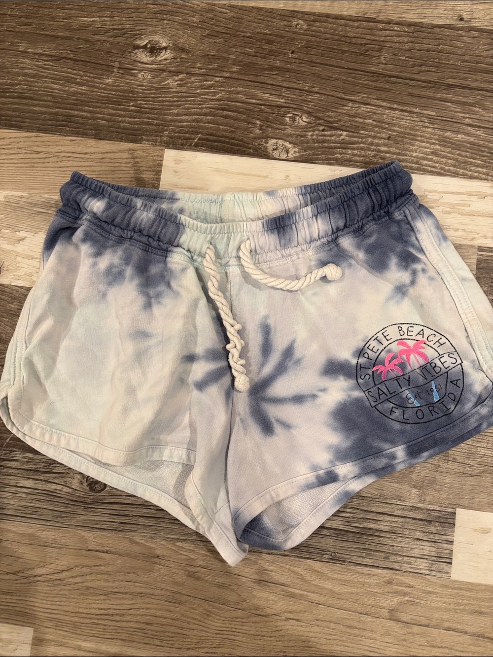 Tie-Dye Blue girls Lounge Shorts with Drawstring